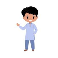 Indian boy in national dress. Flat vector illustration in modern style.