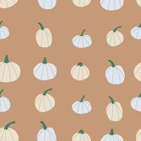 Autumn pumpkins with color background. Perfect for fall, Halloween, Thanksgiving, holidays, fabric, textile. Seamless repeat swatch. vector