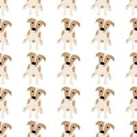 Cute dogs Jack Russell Terrier. Fanny animals . Vector hand drawn seamless pattern. Perfect for baby, kids apparel, print design, textile. White background.