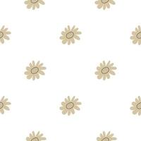 Floral seamless vector pattern with flowers. Spring flora. Simple hand-drawn kids style. Pretty ditsy for fabric, textile, wallpaper. Digital paper in white background