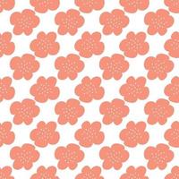 Floral seamless vector pattern with flowers. Spring flora. Simple hand-drawn kids style. Pretty ditsy for fabric, textile, wallpaper. Digital paper in white background