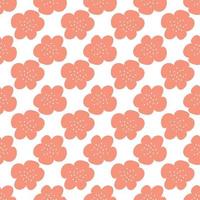 Floral seamless vector pattern with flowers. Spring flora. Simple hand-drawn kids style. Pretty ditsy for fabric, textile, wallpaper. Digital paper in white background