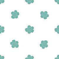 Floral seamless vector pattern with flowers. Spring flora. Simple hand-drawn kids style. Pretty ditsy for fabric, textile, wallpaper. Digital paper in white background
