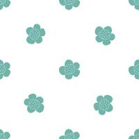 Floral seamless vector pattern with flowers. Spring flora. Simple hand-drawn kids style. Pretty ditsy for fabric, textile, wallpaper. Digital paper in white background