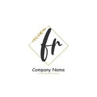 FR Initial handwriting and signature logo design with circle. Beautiful design handwritten logo for fashion, team, wedding, luxury logo. vector