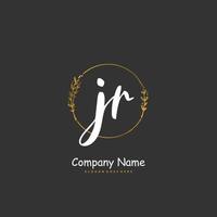 JR Initial handwriting and signature logo design with circle. Beautiful design handwritten logo for fashion, team, wedding, luxury logo. vector