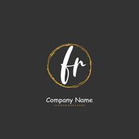 FR Initial handwriting and signature logo design with circle. Beautiful design handwritten logo for fashion, team, wedding, luxury logo. vector