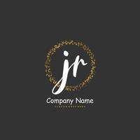 JR Initial handwriting and signature logo design with circle. Beautiful design handwritten logo for fashion, team, wedding, luxury logo. vector