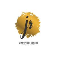 jr letra inicial y diseño de logotipo de firma con círculo. hermoso diseño de logotipo escrito a mano para moda, equipo, boda, logotipo de lujo. vector