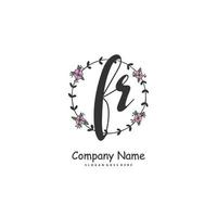 FR Initial handwriting and signature logo design with circle. Beautiful design handwritten logo for fashion, team, wedding, luxury logo. vector