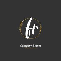 fr escritura a mano inicial y diseño de logotipo de firma con círculo. hermoso diseño de logotipo escrito a mano para moda, equipo, boda, logotipo de lujo. vector