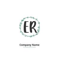 ER Initial handwriting and signature logo design with circle. Beautiful design handwritten logo for fashion, team, wedding, luxury logo. vector