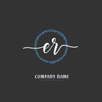 ER Initial handwriting and signature logo design with circle. Beautiful design handwritten logo for fashion, team, wedding, luxury logo. vector