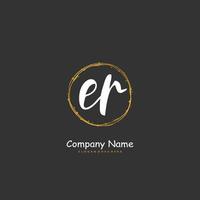 ER Initial handwriting and signature logo design with circle. Beautiful design handwritten logo for fashion, team, wedding, luxury logo. vector