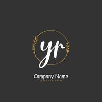 YR Initial handwriting and signature logo design with circle. Beautiful design handwritten logo for fashion, team, wedding, luxury logo. vector