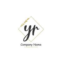 YR Initial handwriting and signature logo design with circle. Beautiful design handwritten logo for fashion, team, wedding, luxury logo. vector