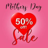 Mother's day special sale banner on red heart background vector