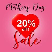 Mother's day special sale banner on red heart background vector