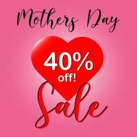 Mother's day special sale banner on red heart background vector