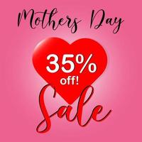 Mother's day special sale banner on red heart background