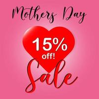 Mother's day special sale banner on red heart background vector