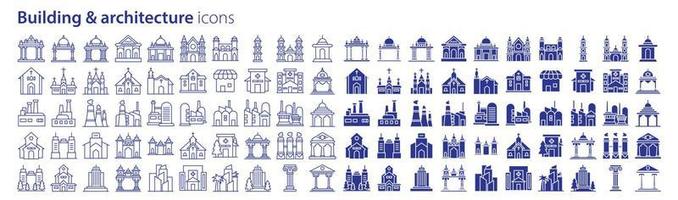 colección de íconos relacionados con edificios y arquitectura, incluidos íconos como bienes raíces, propiedades, edificios, arquitectura y más. ilustraciones vectoriales, píxeles perfectos vector