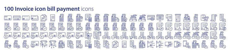 Collection of icons related to Bill payments and Invoice, including icons like Purchase, dollar, Debit card, Receipt and more. vector illustrations, Pixel Perfect