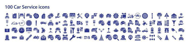 Collection of icons related to Car service and garage, including icons like Battery, Automobile, Technician, Wrench and more. vector illustrations, Pixel Perfect