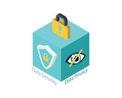 seguridad de datos y privacidad de datos para ver la diferencia vector