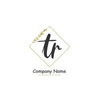 TR Initial handwriting and signature logo design with circle. Beautiful design handwritten logo for fashion, team, wedding, luxury logo. vector