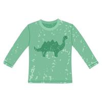 Vector Colorful Illustration of Longsleeve with Dino Print Isolated on White Background