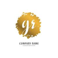 GR Initial handwriting and signature logo design with circle. Beautiful design handwritten logo for fashion, team, wedding, luxury logo. vector
