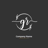 GR Initial handwriting and signature logo design with circle. Beautiful design handwritten logo for fashion, team, wedding, luxury logo. vector
