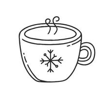 taza de té vector ilustración garabato aislado sobre fondo blanco concepto de navidad