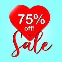 red heart special sale banner on blue background for Valentine's Day and Mother's Day. vector