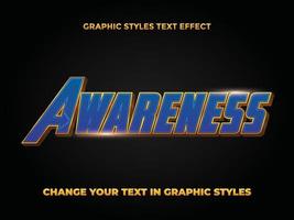 AWARENESS BLUE AND GOLD GRADIENT EDITABLE TEXT EFFECT vector