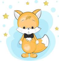 cute cartoon baby fox boy vector