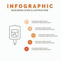 sangre. prueba. prueba de azúcar muestra la plantilla de infografía para el sitio web y la presentación. icono de línea gris con ilustración de vector de estilo infográfico naranja