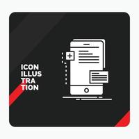 fondo de presentación creativa rojo y negro para frontend. interfaz. móvil. teléfono. icono de glifo de desarrollador vector