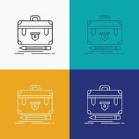 briefcase. business. financial. management. portfolio Icon Over Various Background. Line style design. designed for web and app. Eps 10 vector illustration