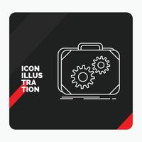 Red and Black Creative presentation Background for Briefcase. case. production. progress. work Line Icon vector