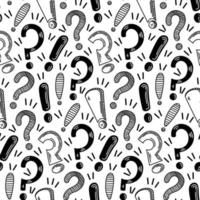 Question and exclamation marks seamless pattern . Vector seamless pattern with question and exclamation marks. Monochrome hipster background. Hand drawn random black punctuation marks