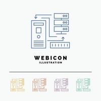 Combination. data. database. electronic. information 5 Color Line Web Icon Template isolated on white. Vector illustration