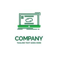 Communication. connection. link. sync. synchronization Flat Business Logo template. Creative Green Brand Name Design. vector