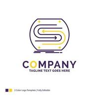 Company Name Logo Design For business arrow. concept. convergence. match. pitch. Purple and yellow Brand Name Design with place for Tagline. Creative Logo template for Small and Large Business. vector