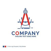 Company Name Logo Design For Precision. accure. geometry. compass. measurement. Blue and red Brand Name Design with place for Tagline. Abstract Creative Logo template for Small and Large Business. vector