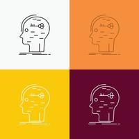 brain. hack. hacking. key. mind Icon Over Various Background. Line style design. designed for web and app. Eps 10 vector illustration