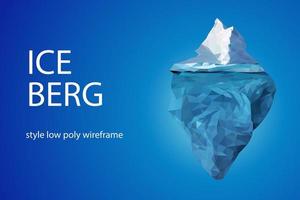 Iceberg futuristic polygonal illustration on blue background. The glacier is a metaphor, there is a lot of work behind success. vector