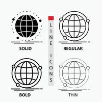 Data. global. internet. network. web Icon in Thin. Regular. Bold Line and Glyph Style. Vector illustration