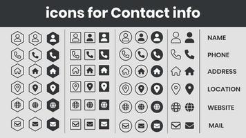 conjunto de iconos para información de contacto vector